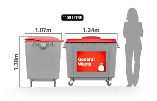 1,100litre Garbage Bin with Wheels