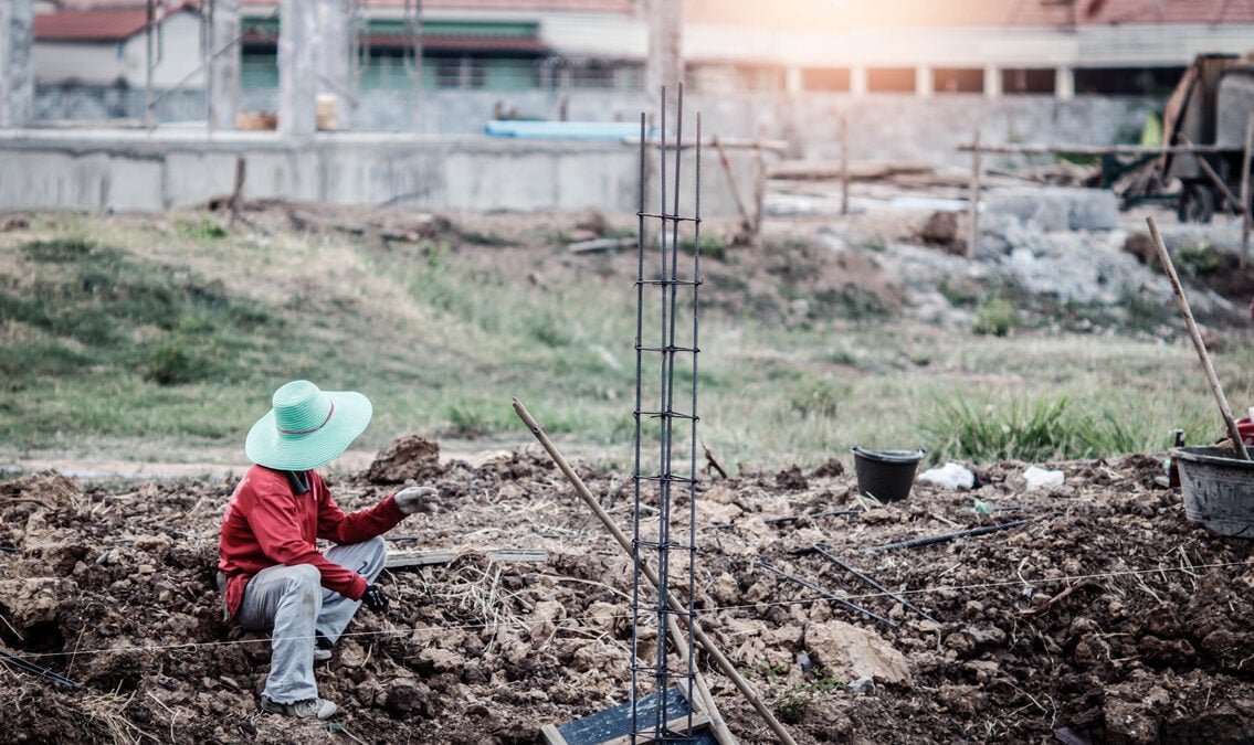 cement recycling - construction worker in site