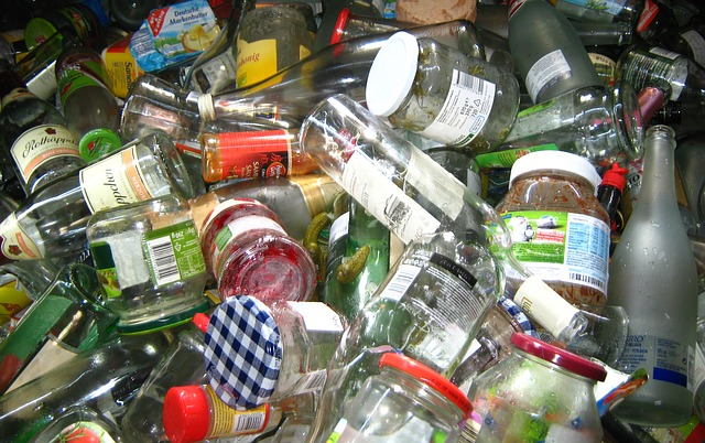 rural waste management - image of collected glass bottles