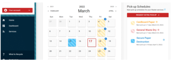 waster app calendar