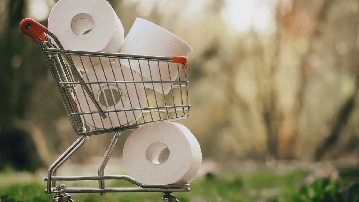 plastic-free toilet paper Australia - shopping cart with toilet paper